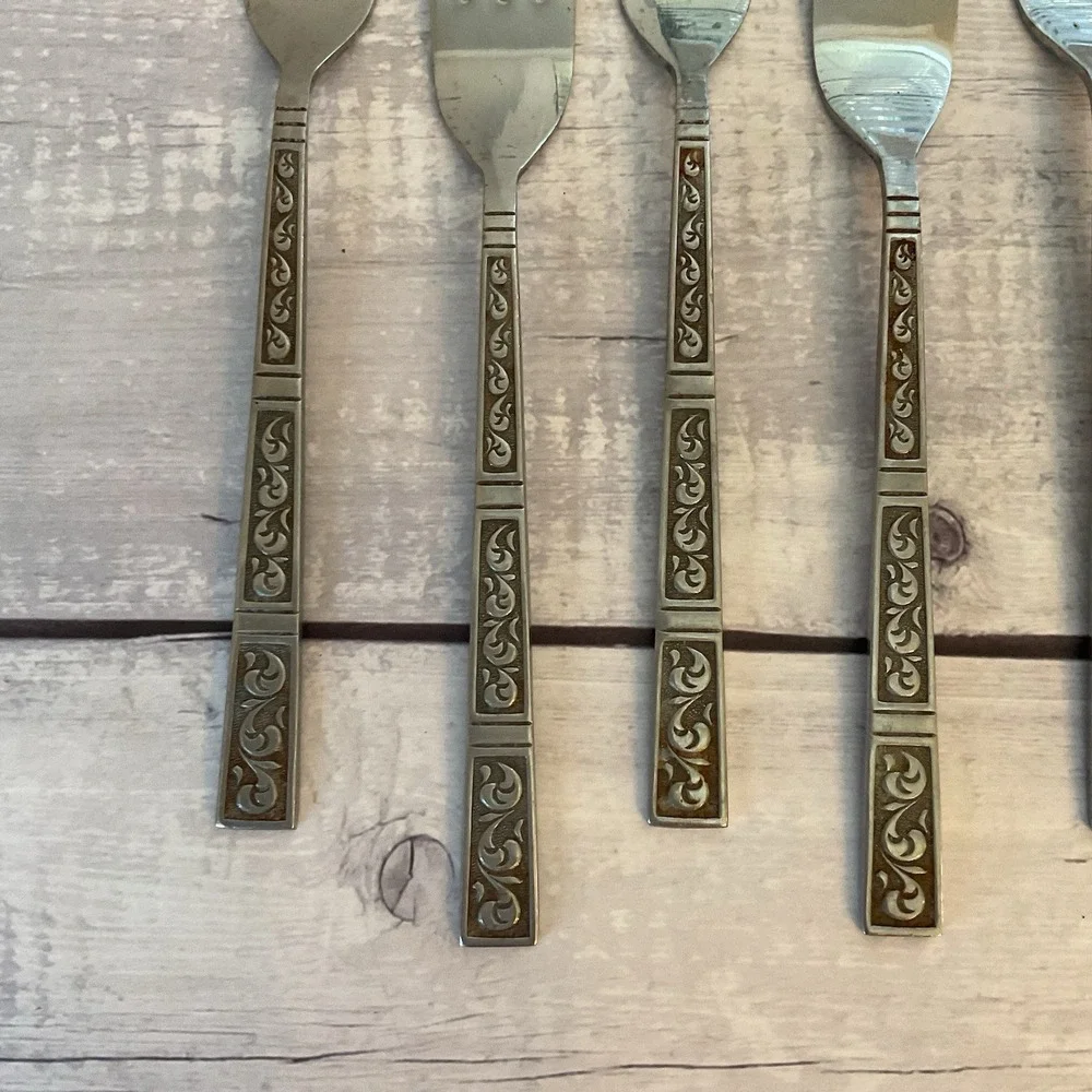 Riviera RIF4 Stainless Flatware Japan Set Of 8 Dinner Forks MCM Vintage